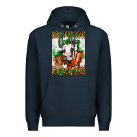 Navy Christmas feeling jolly cow Premium Hoodie - Artiststas