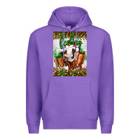 Purple Christmas feeling jolly cow Premium Hoodie - Artiststas