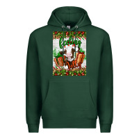 Sports Green Christmas feeling jolly cow Premium Hoodie - Artiststas