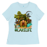 Baby Blue lake life gnome Ladies Tee - BarkalooDesign