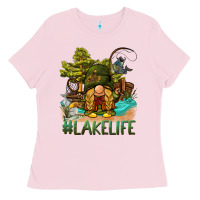 Bubblegum Pink lake life gnome Ladies Tee - BarkalooDesign