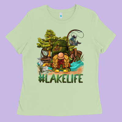 Lake Life Gnome Ladies Tee Designed By Barkaloodesign