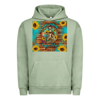 Pigment Oil Green i hate everyone but coffee helps western skeleton coffee sunflowers Urban Hoodie - Artiststas