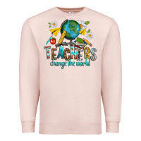 Pale Pink teachers change the world Premium Sweatshirt - texasbilliewilder