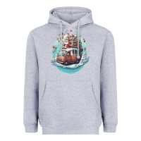 Heather Grey happy santa Heavyweight Hoodie - Unal Design