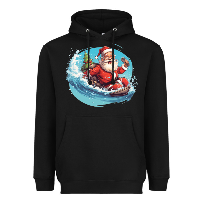 Surf Happy Santa Heavyweight Hoodie by Unal Design | Teevron