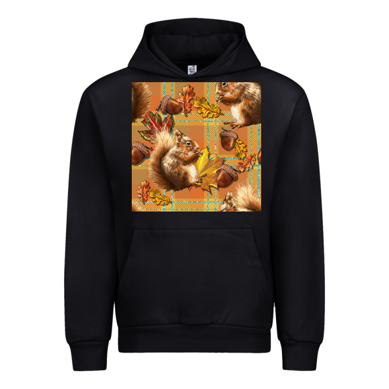 Fall Squirrel And Plaid Seamless Urban Hoodie by BundleAndBundleShop | Teevron