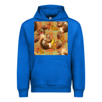 Cobalt fall squirrel and plaid seamless Urban Hoodie - BundleAndBundleShop