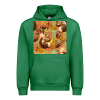 Emerald fall squirrel and plaid seamless Urban Hoodie - BundleAndBundleShop