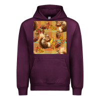 Mauve Wine fall squirrel and plaid seamless Urban Hoodie - BundleAndBundleShop