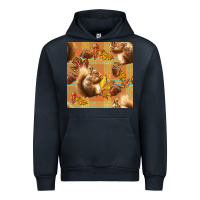 Navy fall squirrel and plaid seamless Urban Hoodie - BundleAndBundleShop