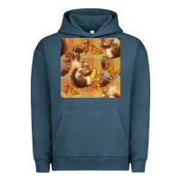 Pigment Midnight Navy fall squirrel and plaid seamless Urban Hoodie - BundleAndBundleShop