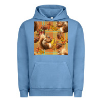 Pigment Pebble Blue fall squirrel and plaid seamless Urban Hoodie - BundleAndBundleShop