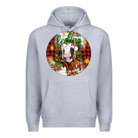 Heather Grey Christmas feeling jolly cow ornament Premium Hoodie - Artiststas