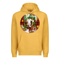 Mustard Christmas feeling jolly cow ornament Premium Hoodie - Artiststas