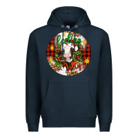 Navy Christmas feeling jolly cow ornament Premium Hoodie - Artiststas