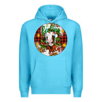 Ocean Blue Christmas feeling jolly cow ornament Premium Hoodie - Artiststas