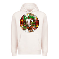 Pale Pink Christmas feeling jolly cow ornament Premium Hoodie - Artiststas