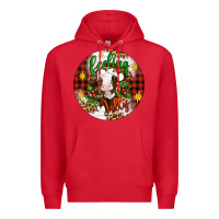 Red Christmas feeling jolly cow ornament Premium Hoodie - Artiststas
