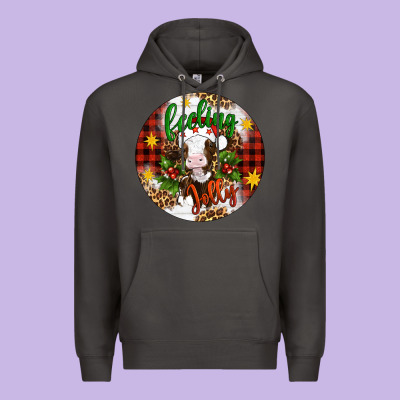 Christmas Feeling Jolly Cow Ornament Premium Hoodie Designed By Artiststas