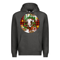 Charcoal Heather Christmas feeling jolly cow ornament Premium Hoodie - Artiststas