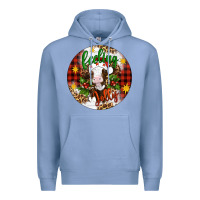 Colony Blue Christmas feeling jolly cow ornament Premium Hoodie - Artiststas