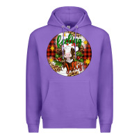 Purple Christmas feeling jolly cow ornament Premium Hoodie - Artiststas