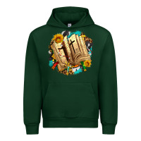 Forest Green cross with bible and sunflowers Urban Hoodie - AdoDesignShop