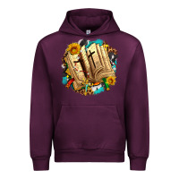 Mauve Wine cross with bible and sunflowers Urban Hoodie - AdoDesignShop