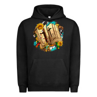 Pigment Black cross with bible and sunflowers Urban Hoodie - AdoDesignShop