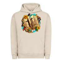 Pigment French Oak cross with bible and sunflowers Urban Hoodie - AdoDesignShop