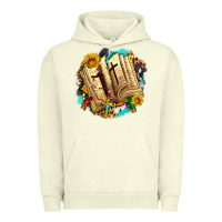 Pigment Pistachio cross with bible and sunflowers Urban Hoodie - AdoDesignShop
