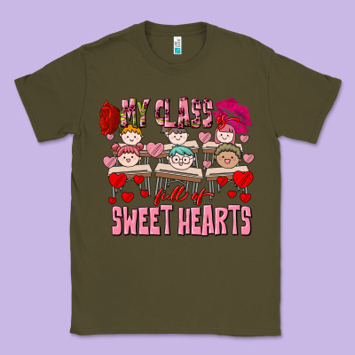 Valentine's Day My Class Is Full Of Sweet Hearts Classic Tee Designed By Fadigitalartstudio