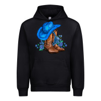 Black valentines day blue boots cowgirl hat and roses Urban Hoodie - AdoDesignShop