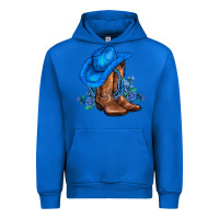 Cobalt valentines day blue boots cowgirl hat and roses Urban Hoodie - AdoDesignShop