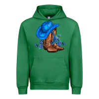 Emerald valentines day blue boots cowgirl hat and roses Urban Hoodie - AdoDesignShop