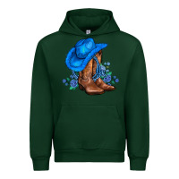 Forest Green valentines day blue boots cowgirl hat and roses Urban Hoodie - AdoDesignShop