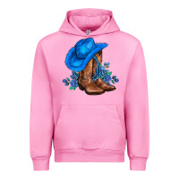 Fuchsia Pink valentines day blue boots cowgirl hat and roses Urban Hoodie - AdoDesignShop