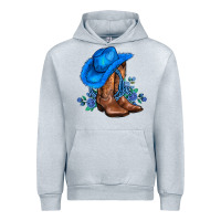 Heather Grey valentines day blue boots cowgirl hat and roses Urban Hoodie - AdoDesignShop