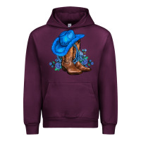 Mauve Wine valentines day blue boots cowgirl hat and roses Urban Hoodie - AdoDesignShop
