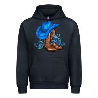 Navy valentines day blue boots cowgirl hat and roses Urban Hoodie - AdoDesignShop