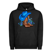 Pigment Black valentines day blue boots cowgirl hat and roses Urban Hoodie - AdoDesignShop