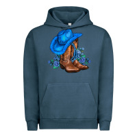 Pigment Midnight Navy valentines day blue boots cowgirl hat and roses Urban Hoodie - AdoDesignShop