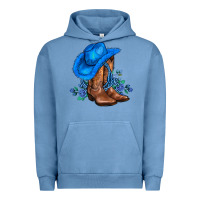 Pigment Pebble Blue valentines day blue boots cowgirl hat and roses Urban Hoodie - AdoDesignShop