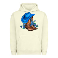 Pigment Pistachio valentines day blue boots cowgirl hat and roses Urban Hoodie - AdoDesignShop