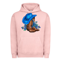 Pigment Salmon valentines day blue boots cowgirl hat and roses Urban Hoodie - AdoDesignShop