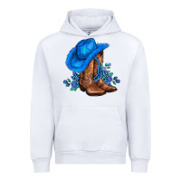 White valentines day blue boots cowgirl hat and roses Urban Hoodie - AdoDesignShop