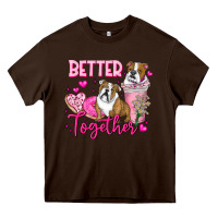 Chocolate Brown Be Mine Valentine Dog Heavy Core Tee - CowhideDigitalArt