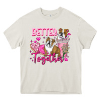 Cream Be Mine Valentine Dog Heavy Core Tee - CowhideDigitalArt