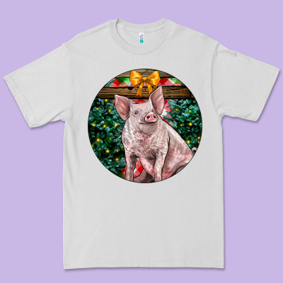 Christmas Pig Premium Tee Designed By Lillyallendesigns